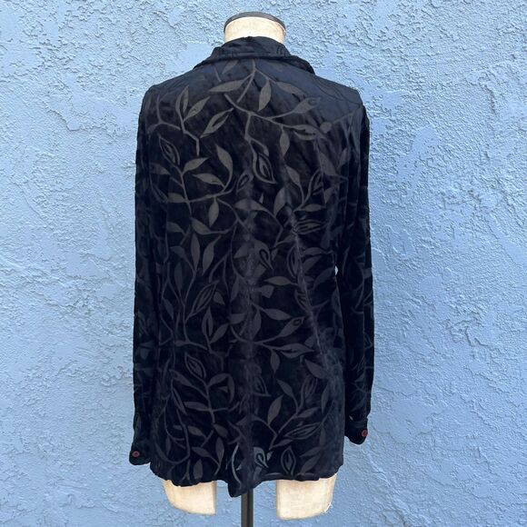 Vintage Velvet Burnout Blouse Size Small 90s Whimsygoth - Picture 6 of 9